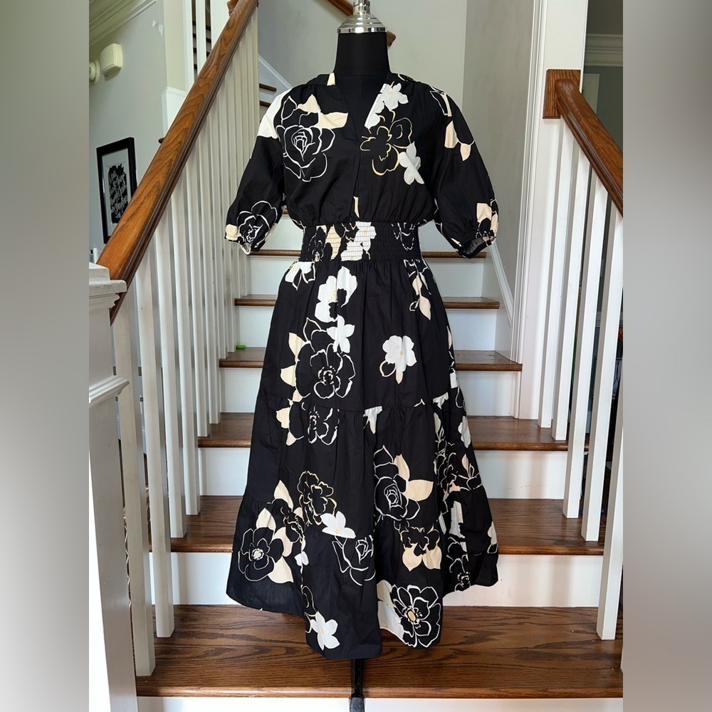 Baltic Born Hacienda Tiered Floral Black and White Women's Dress - Picture 11 of 11